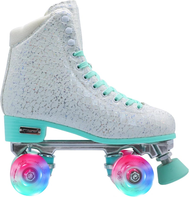 WELLWON Roller Skate for Women Girls and Kids, High-top Double Row-Classic Rollerskates Size 5 6 7 8 9 10 11 and Youth Size 2 3, Indoor Outdoor Roller Skates for Beginner Ladies with Light-up Wheels - Image 2